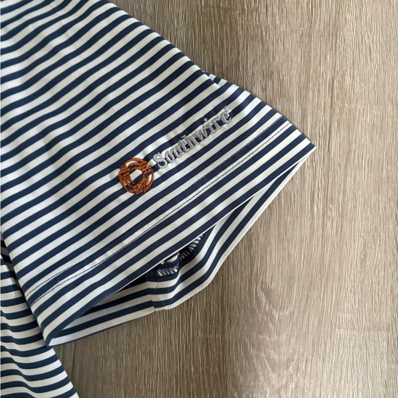 Peter Millar Blue and White Striped Polo Shirt. Size XL - Picture 3 of 7
